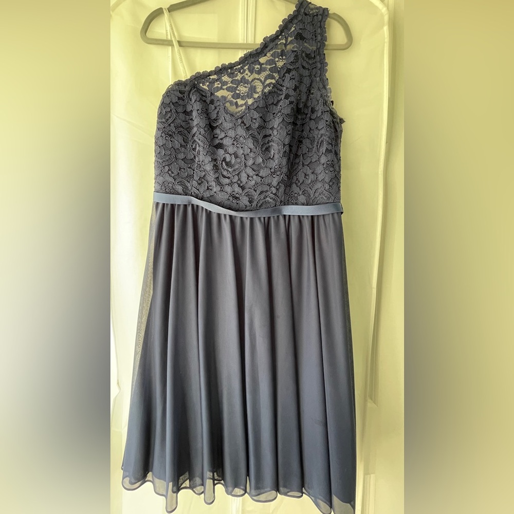 David's Bridal Navy Bridesmaid dress